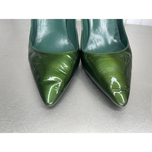 Sergio Rossi Green Patent Leather Point Toe Slip On Stiletto Pumps Size 38 - Picture 7 of 8